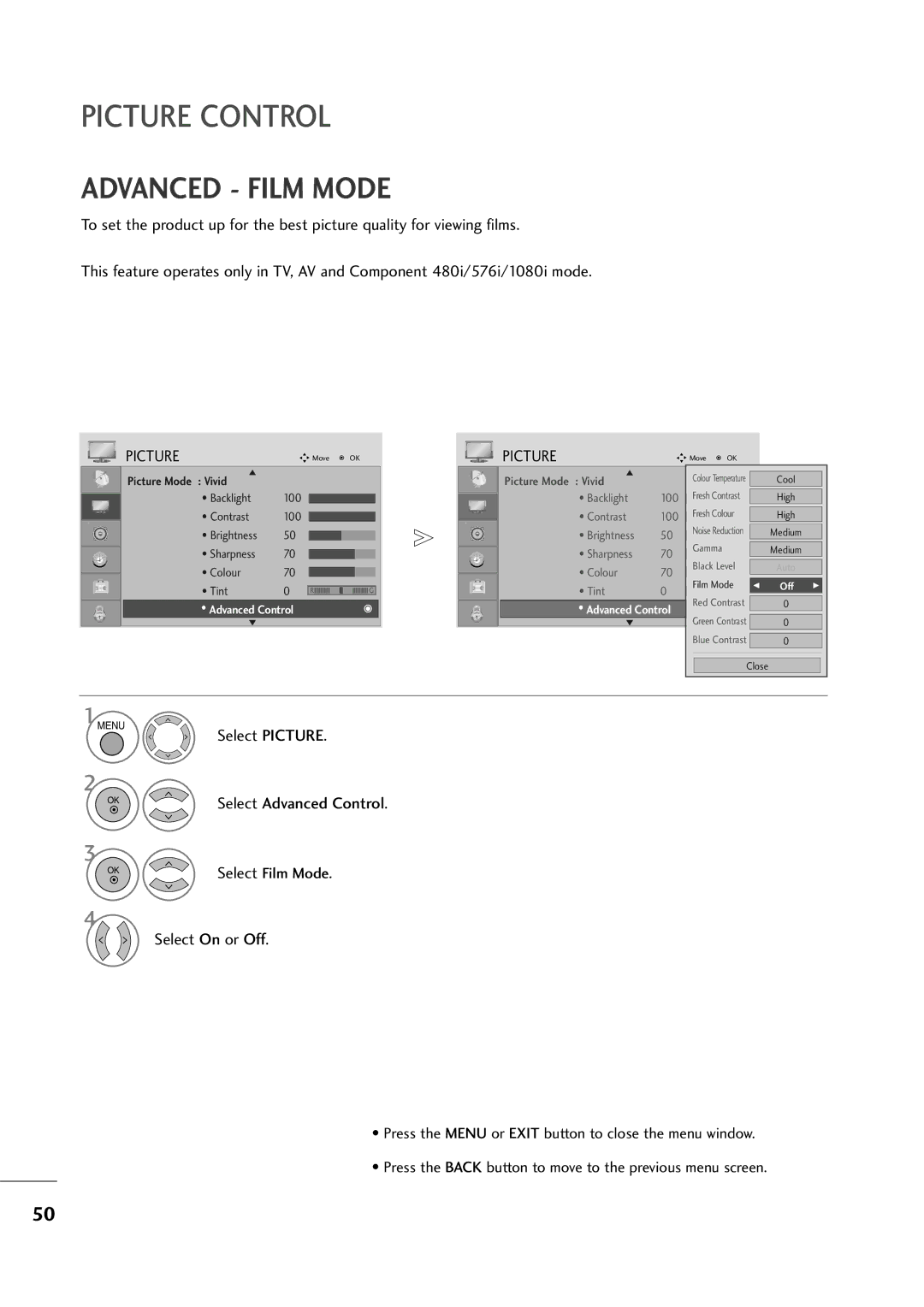 LG Electronics MM22009944DD, MM11999944DD, MM22229944DD owner manual Advanced Film Mode 