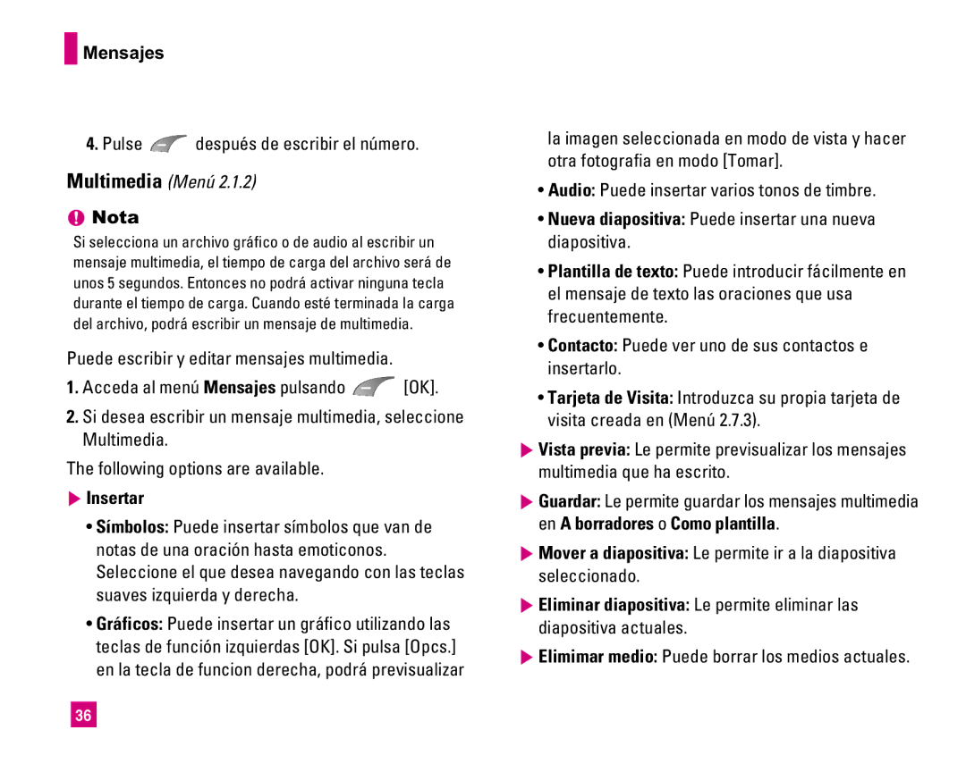 LG Electronics MMBB0234601 manual Mensajes, Pulse después de escribir el número 