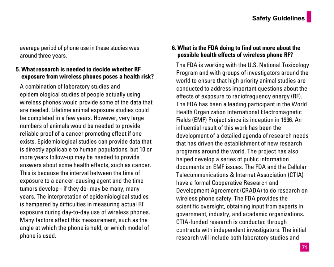 LG Electronics MMBB0234601 manual Safety Guidelines 