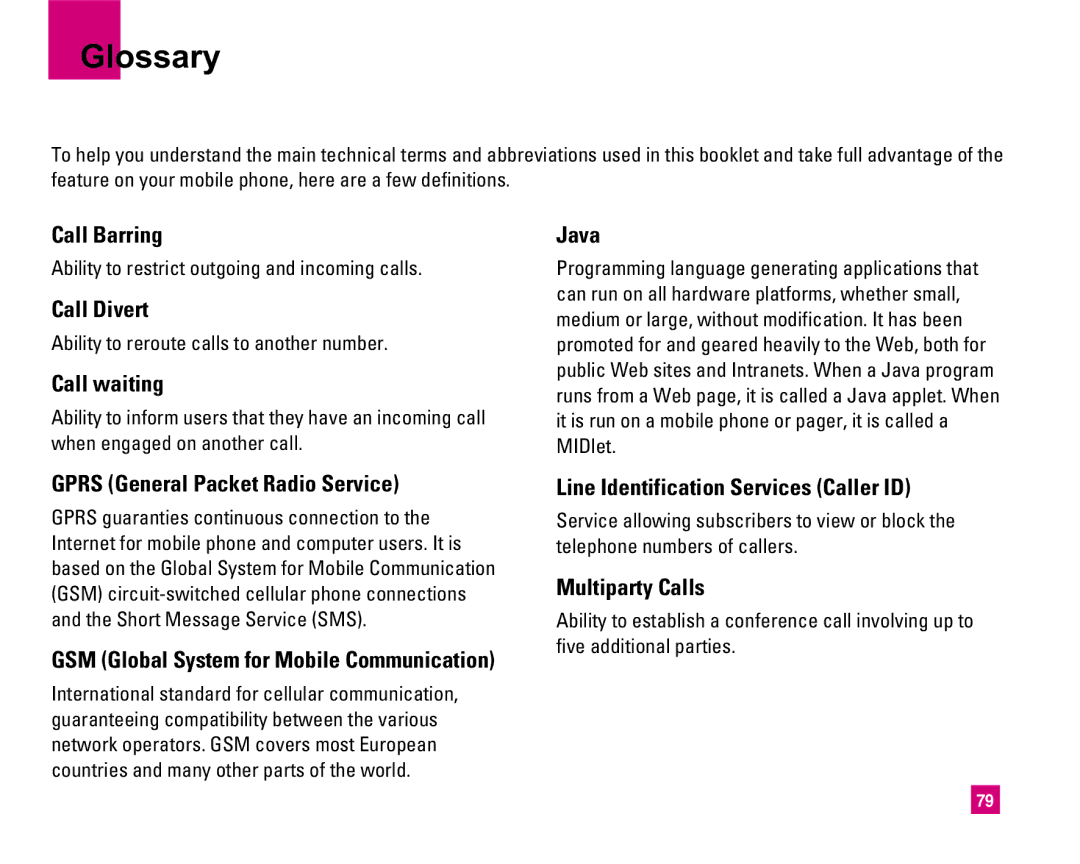 LG Electronics MMBB0234601 manual Glossary 