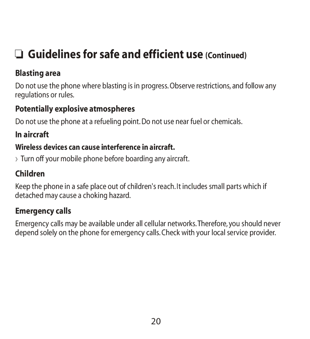 LG Electronics MMBB0240811 manual Blasting area, Potentially explosive atmospheres, Children, Emergency calls 