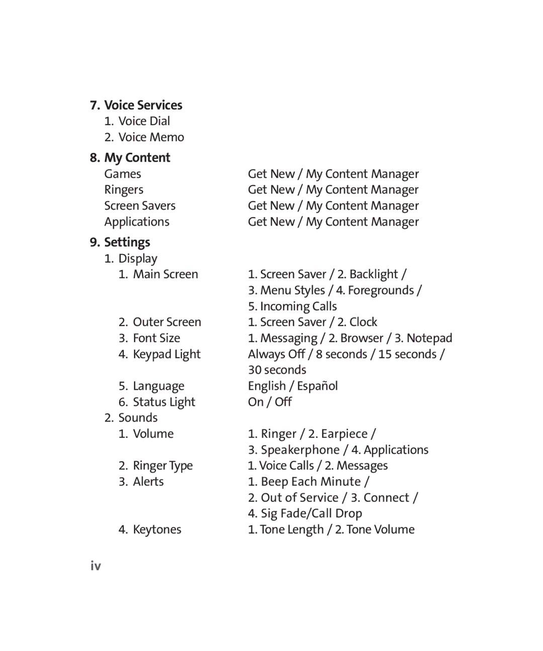 LG Electronics MMBB0267301(1.0) manual Voice Services, My Content, Settings 1. Display 