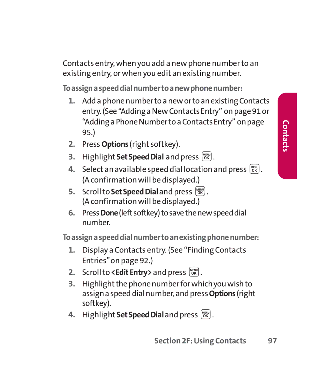 LG Electronics MMBB0267301(1.0) Toassignaspeeddialnumbertoanewphonenumber, Toassignaspeeddialnumbertoanexistingphonenumber 