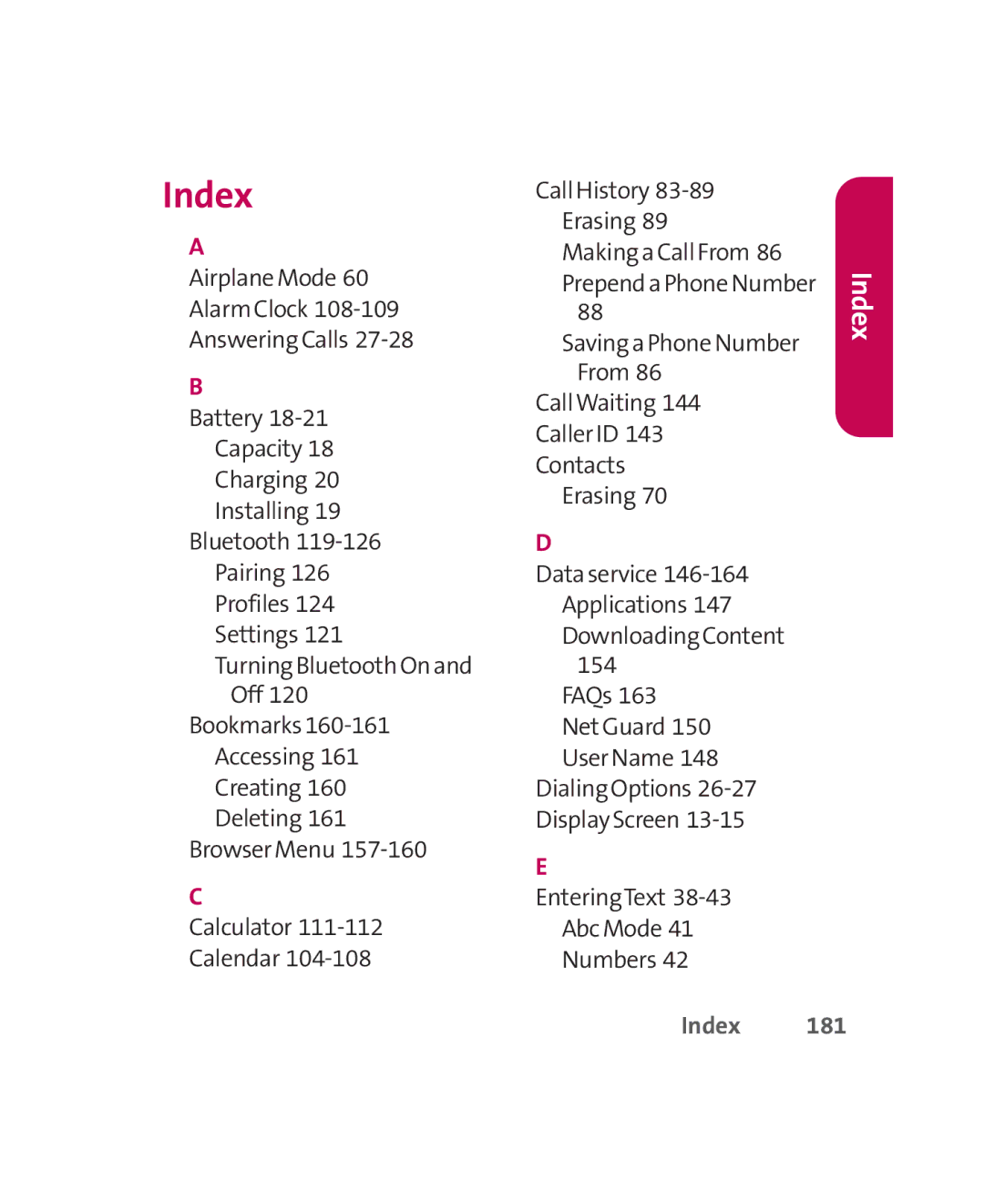 LG Electronics MMBB0267301(1.0) manual Index 