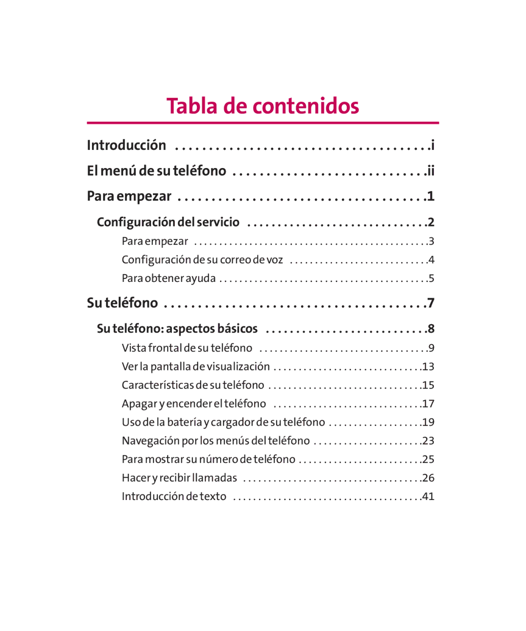 LG Electronics MMBB0267301(1.0) manual Tabla de contenidos, Configuración del servicio 