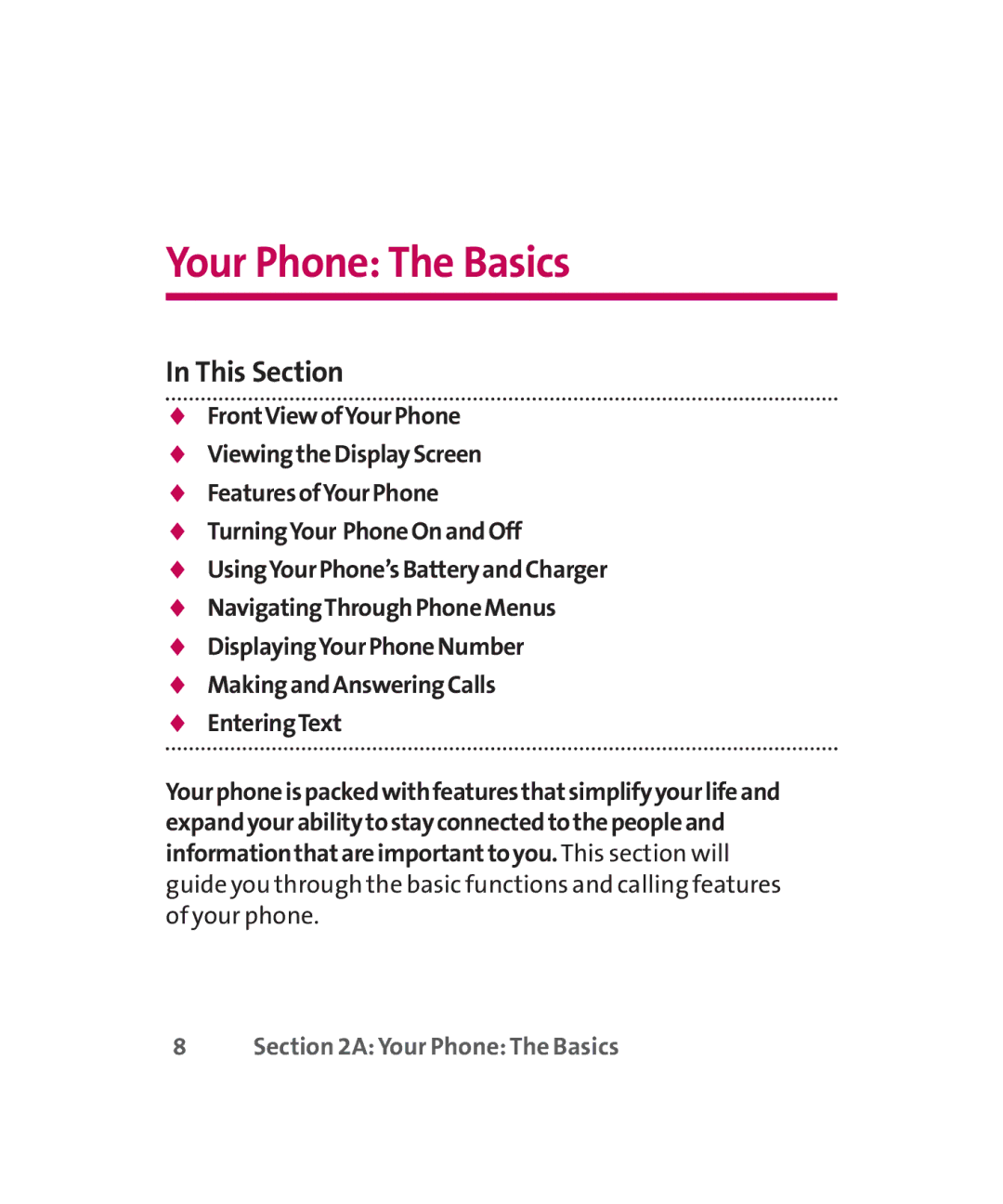 LG Electronics MMBB0267301(1.0) manual Your Phone The Basics 