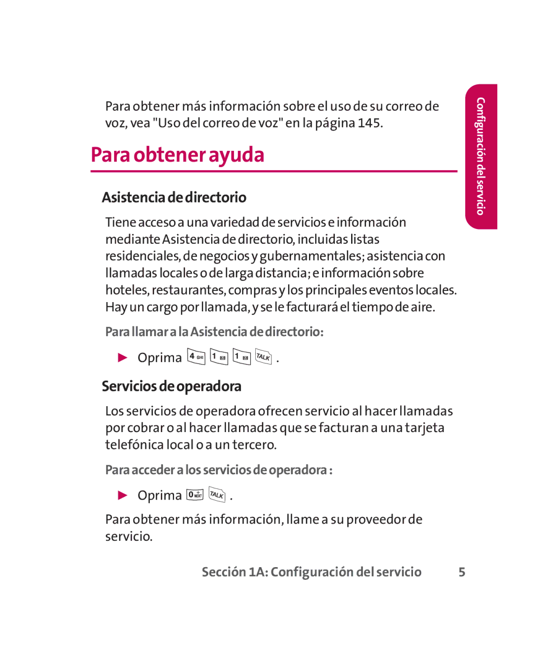 LG Electronics MMBB0267301(1.0) manual Para obtener ayuda, Asistenciadedirectorio, Serviciosdeoperadora 