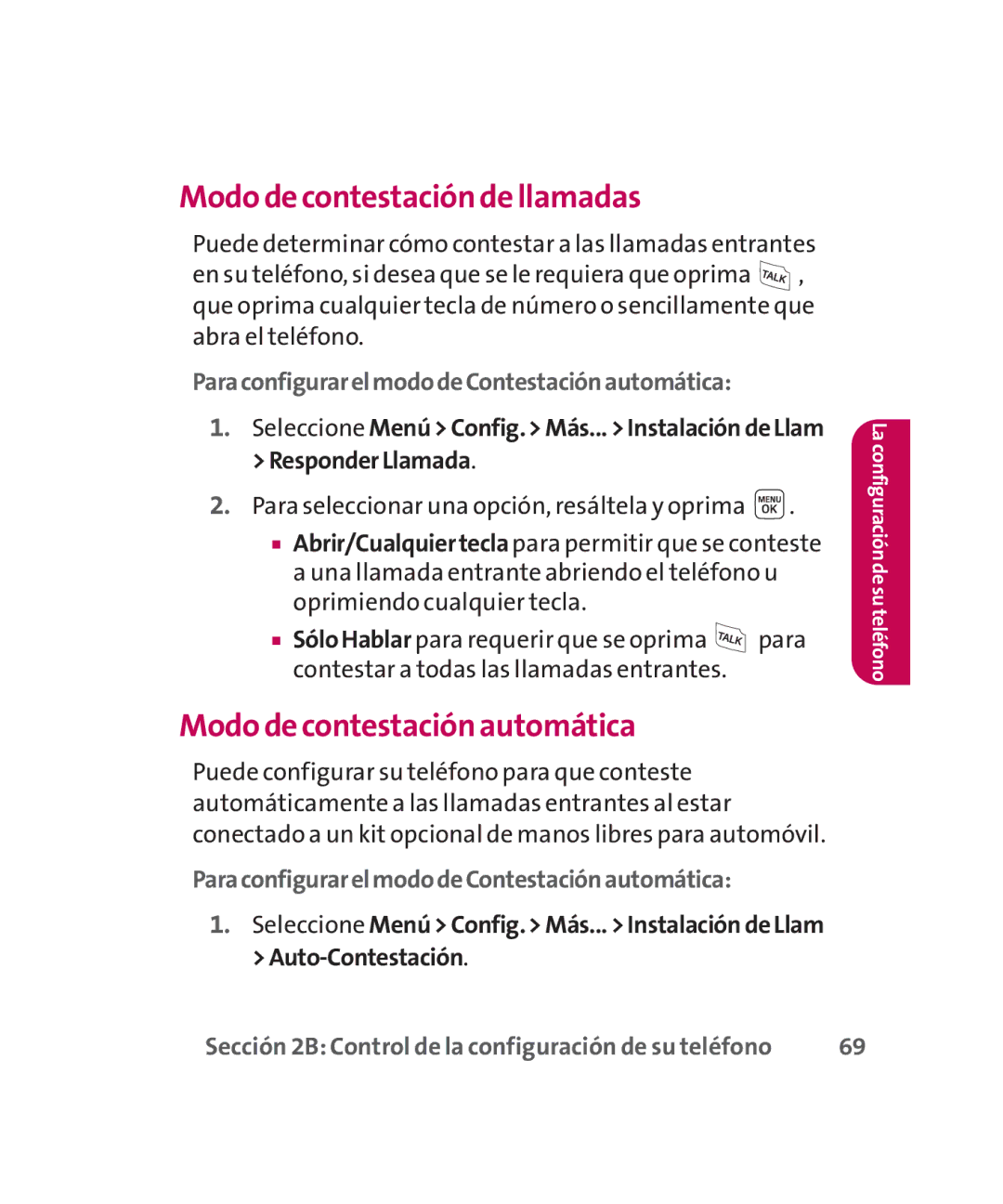 LG Electronics MMBB0267301(1.0) manual Modo de contestación de llamadas, Modo de contestación automática 