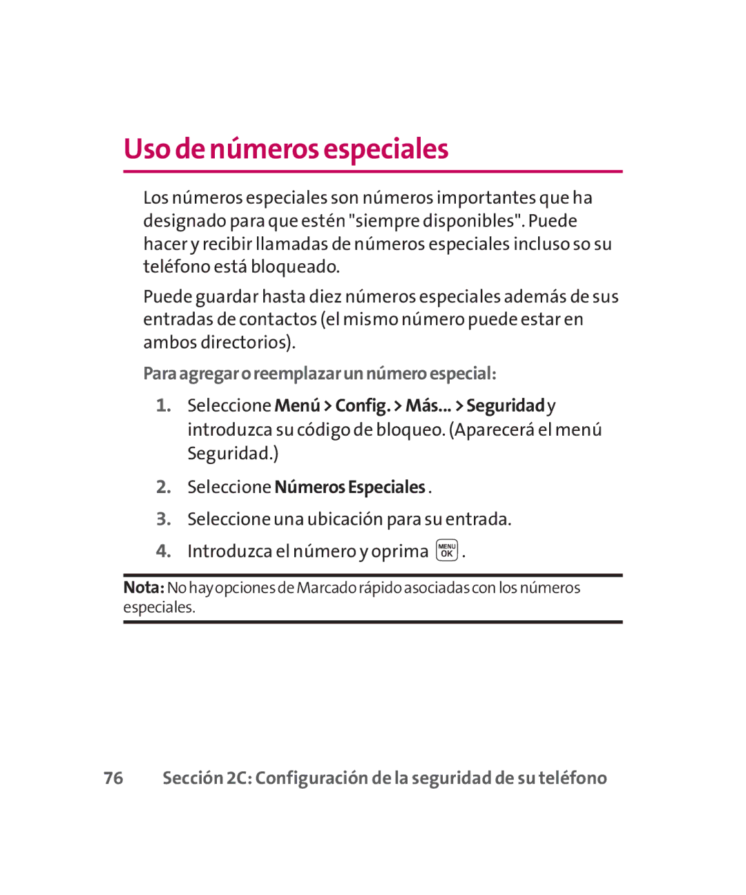 LG Electronics MMBB0267301(1.0) manual Uso de números especiales, Paraagregaroreemplazarunnúmeroespecial 