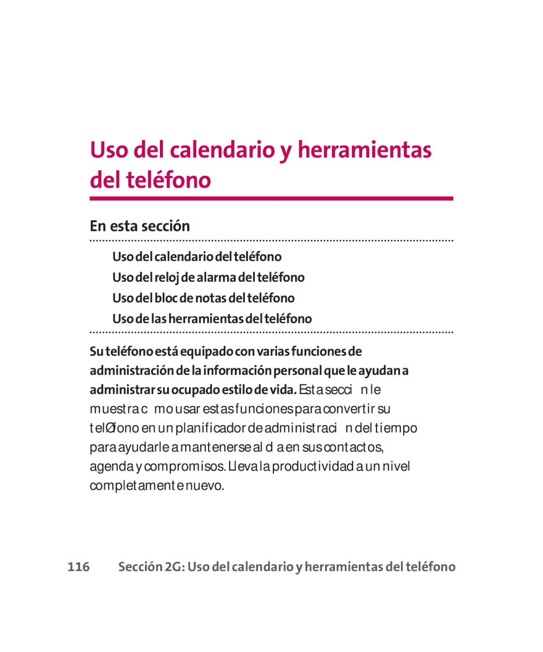 LG Electronics MMBB0267301(1.0) manual Uso del calendario y herramientas del teléfono 