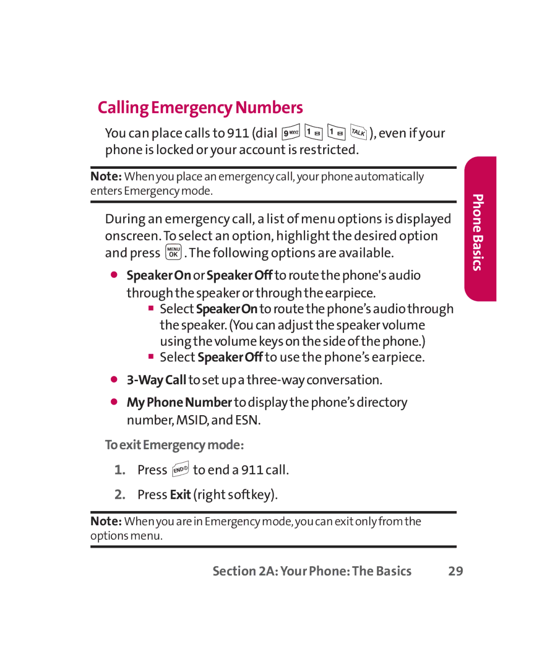 LG Electronics MMBB0267301(1.0) manual Calling Emergency Numbers, ToexitEmergencymode 