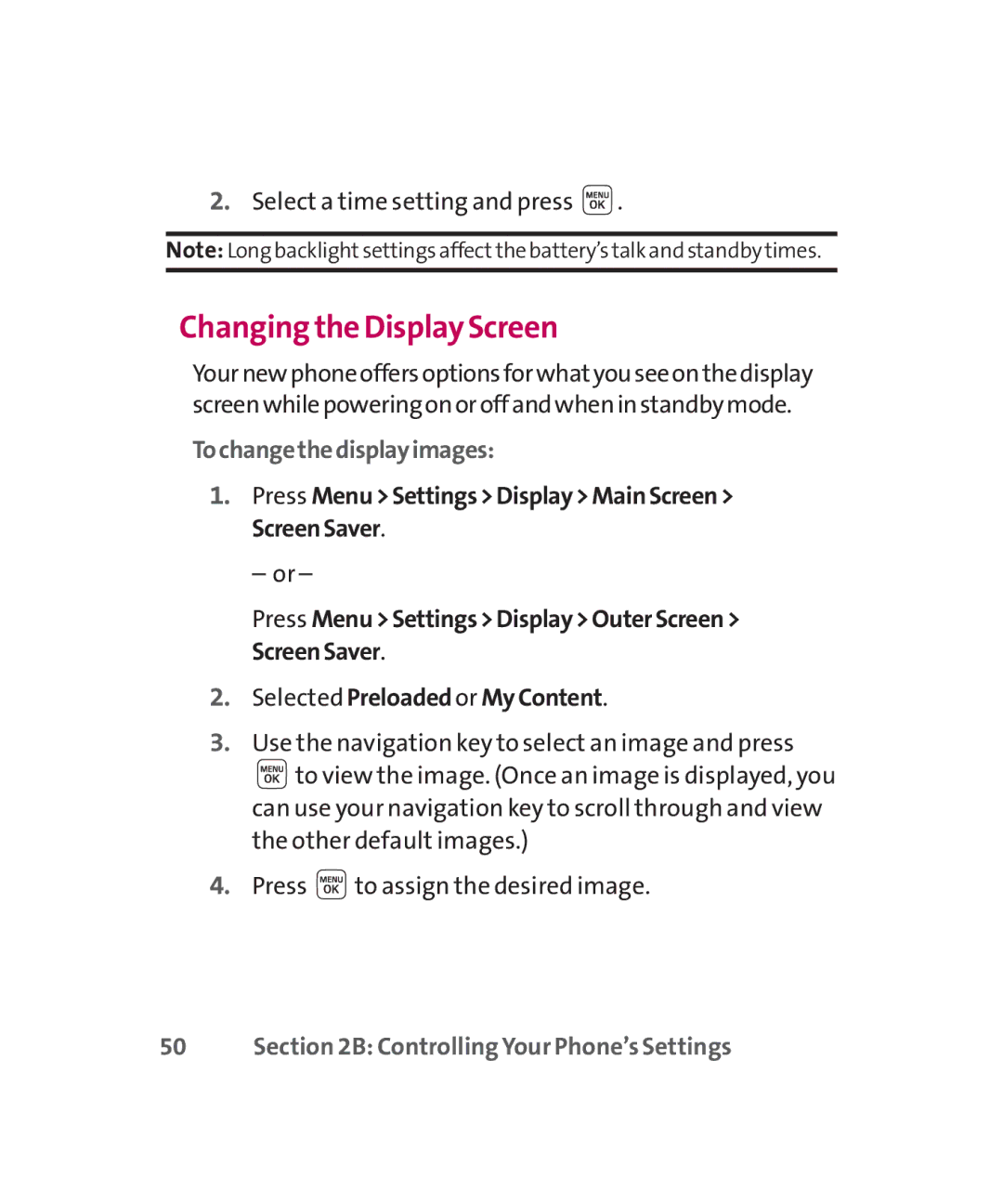 LG Electronics MMBB0267301(1.0) Changing the Display Screen, Select a time setting and press, Tochangethedisplayimages 