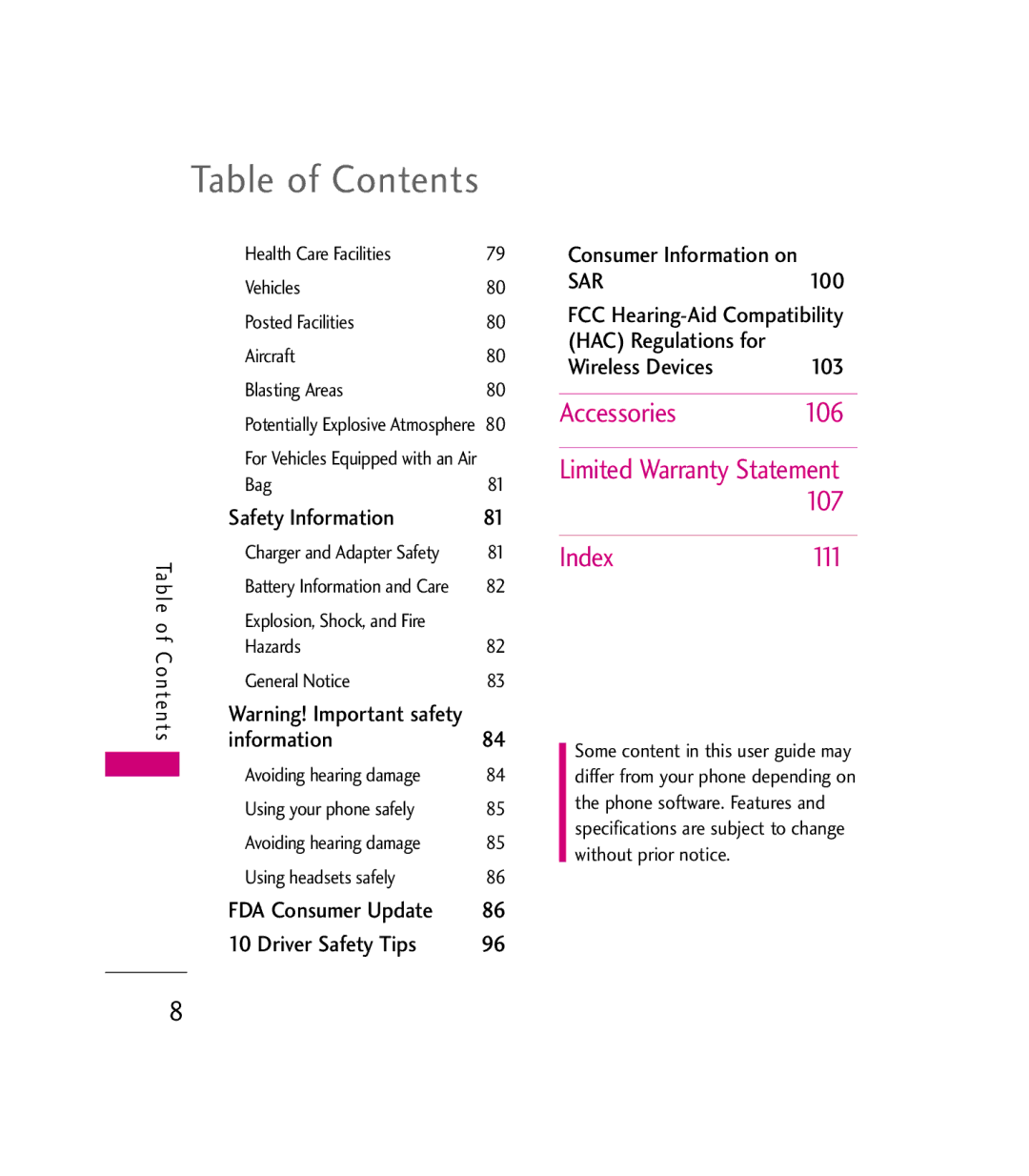 LG Electronics MMBB0272301(1.0) manual Accessories, Index 