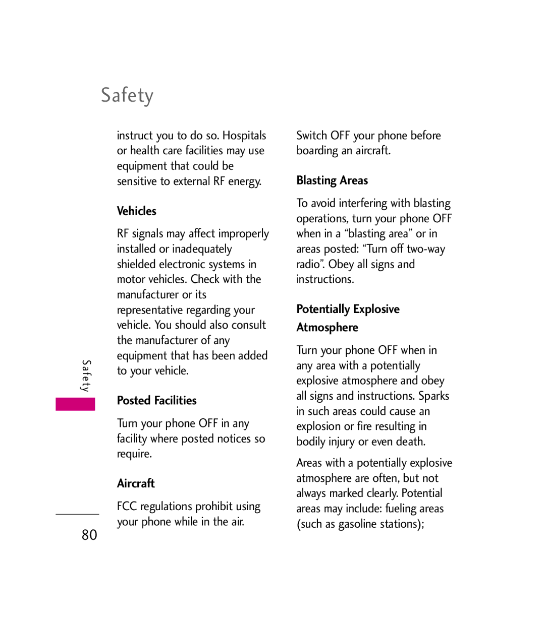 LG Electronics MMBB0272301(1.0) Vehicles, Posted Facilities, Aircraft, Blasting Areas, Potentially Explosive Atmosphere 