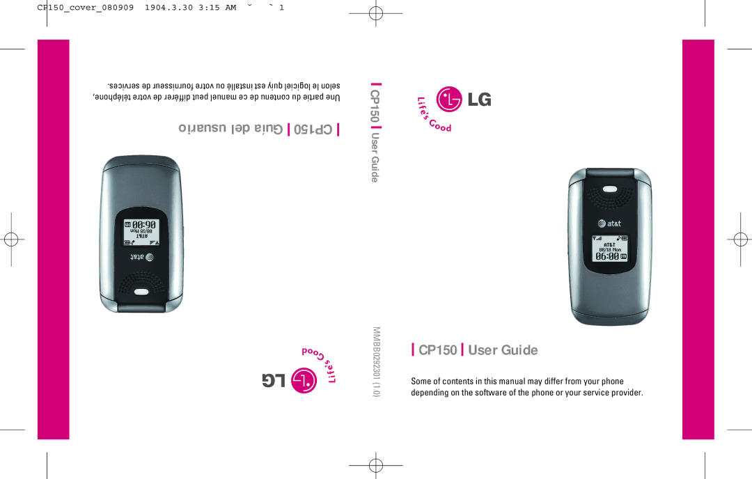 LG Electronics MMBB0292301 manual Usuario del Guía CP150, CP150 User Guide 