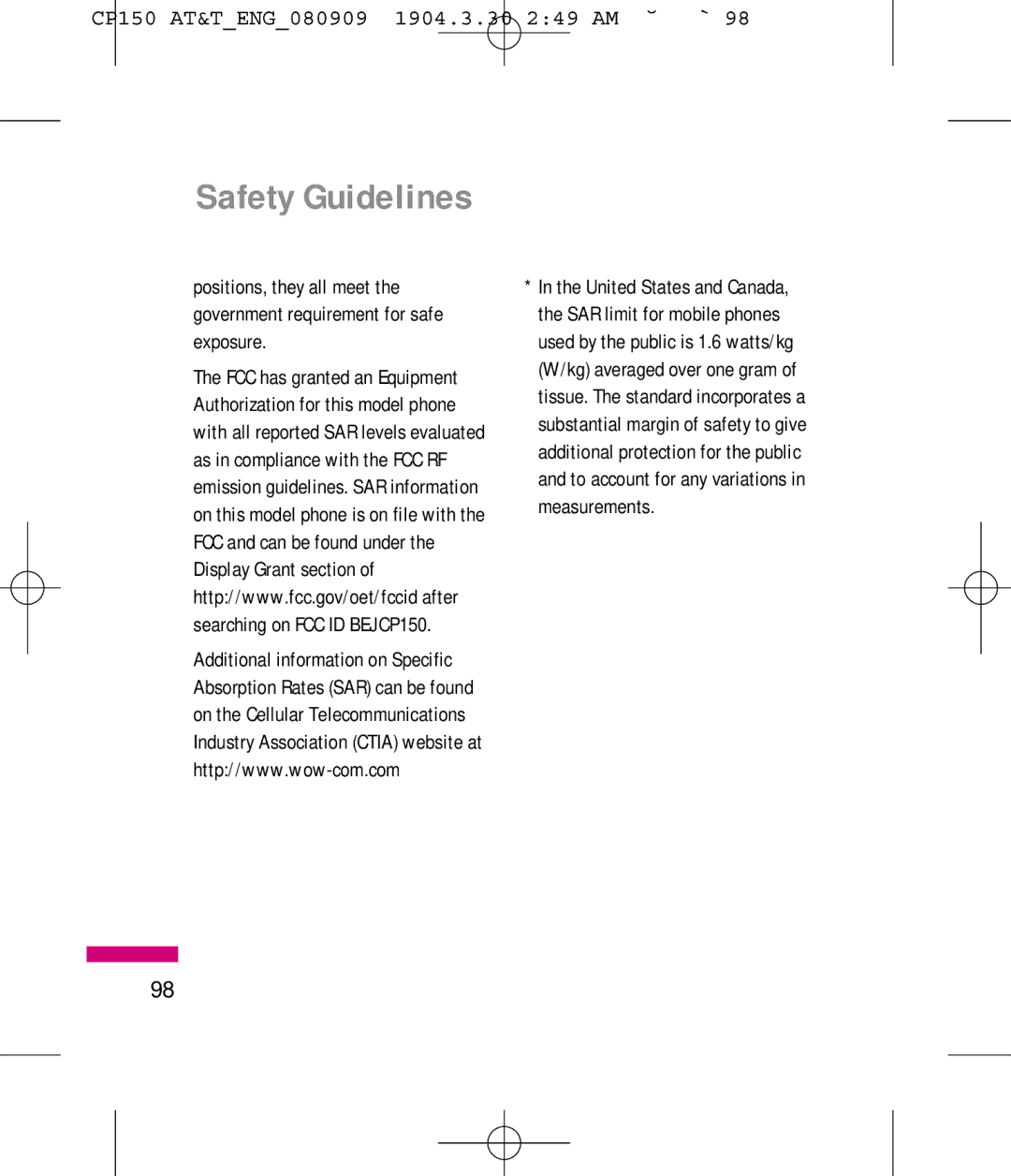 LG Electronics MMBB0292301 manual Safety Guidelines 