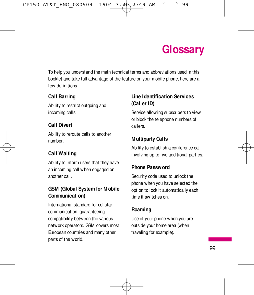 LG Electronics MMBB0292301 manual Glossary 