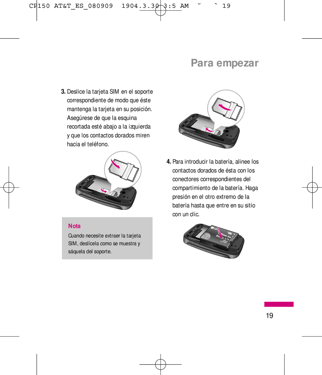 LG Electronics MMBB0292301 manual Para empezar, Nota 