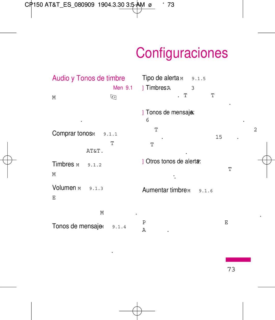 LG Electronics MMBB0292301 manual Configuraciones, Comprar tonos Menú, Tonos de mensaje Menú, Tipo de alerta Menú 