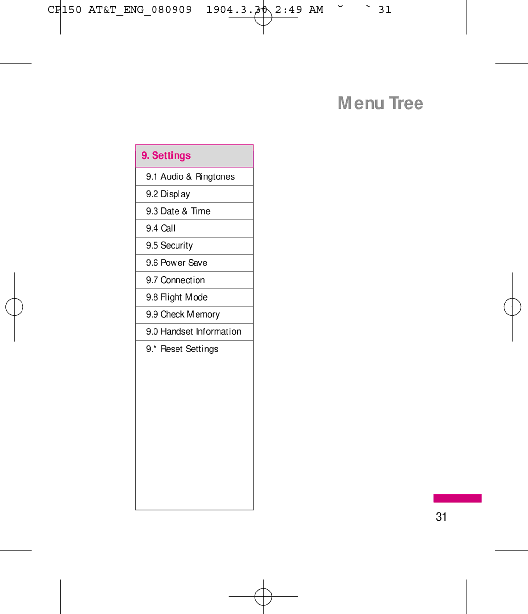 LG Electronics MMBB0292301 manual Settings 