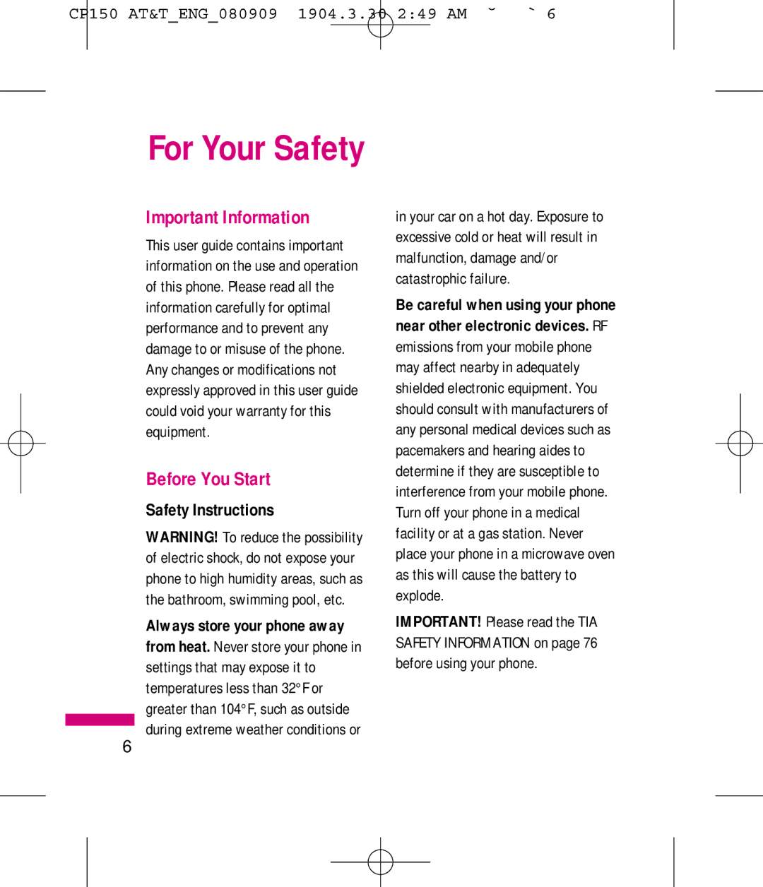 LG Electronics MMBB0292301 manual Important Information, Before You Start, Safety Instructions 