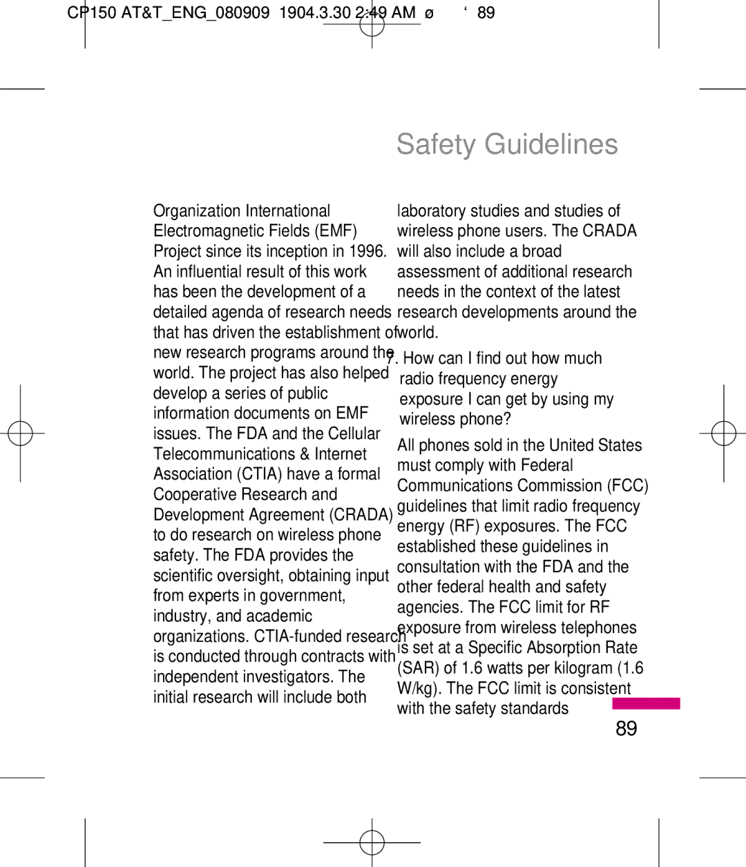 LG Electronics MMBB0292301 manual Safety Guidelines 