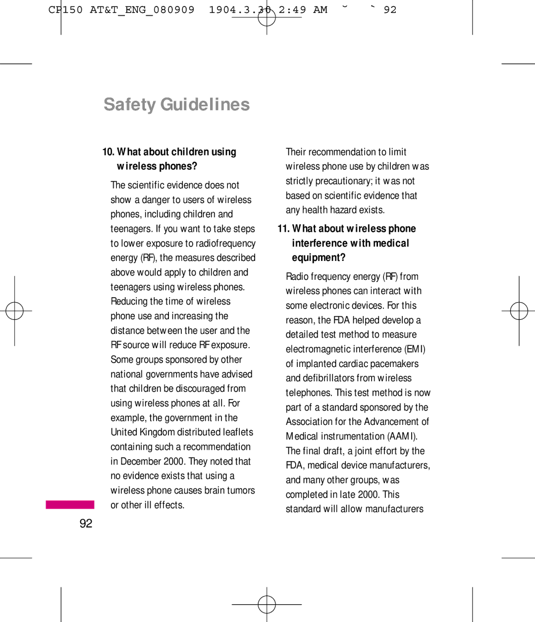 LG Electronics MMBB0292301 manual What about children using wireless phones? 