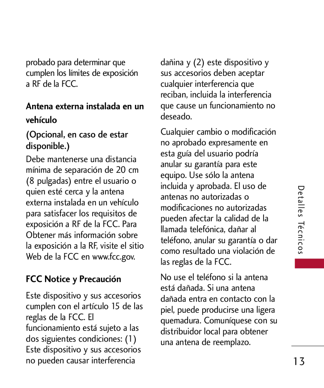 LG Electronics MMBB0301001 manual Antena externa instalada en un vehículo, Opcional, en caso de estar disponible 