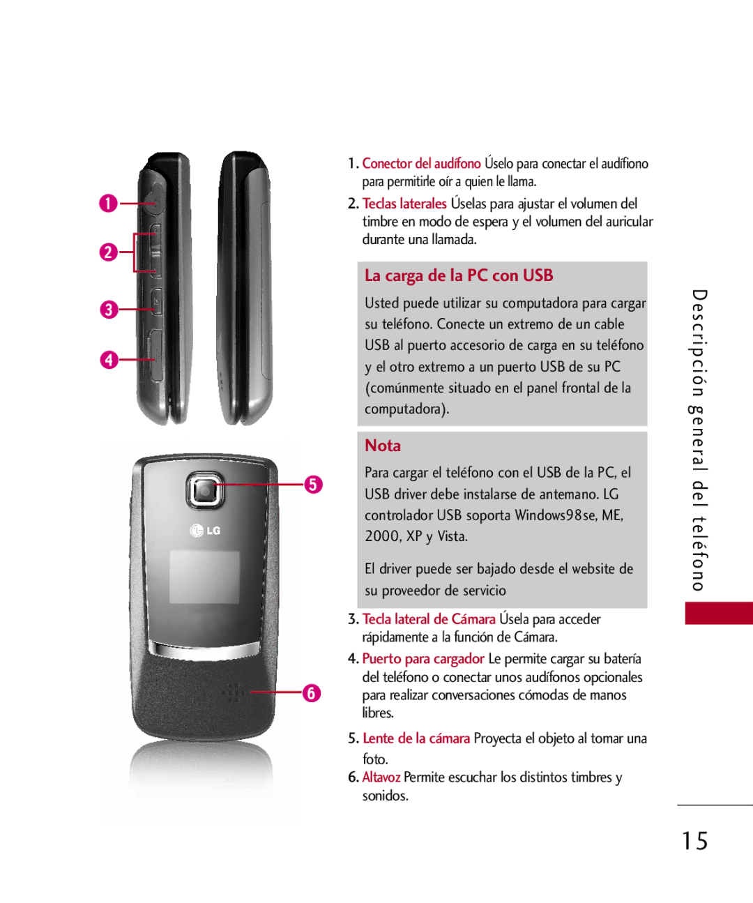 LG Electronics MMBB0301001 manual La carga de la PC con USB 