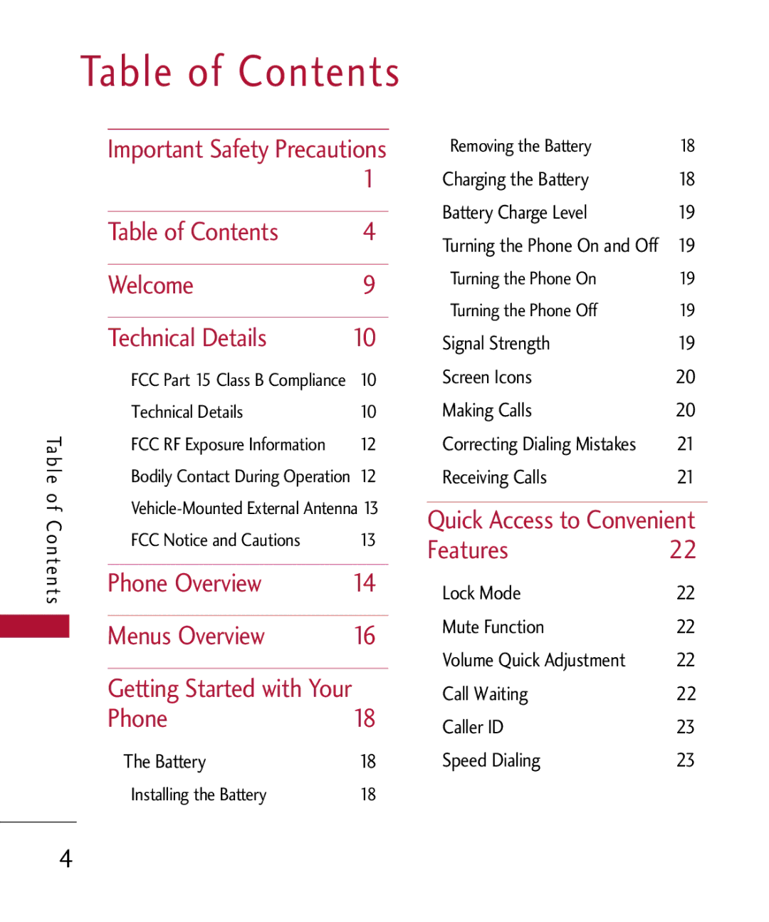 LG Electronics MMBB0301001 manual Table of Contents 