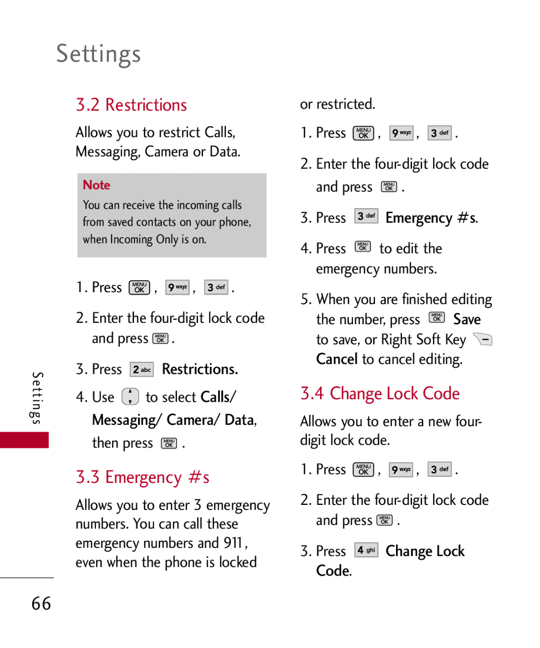 LG Electronics MMBB0301001 manual Restrictions, Emergency #s, Change Lock Code 