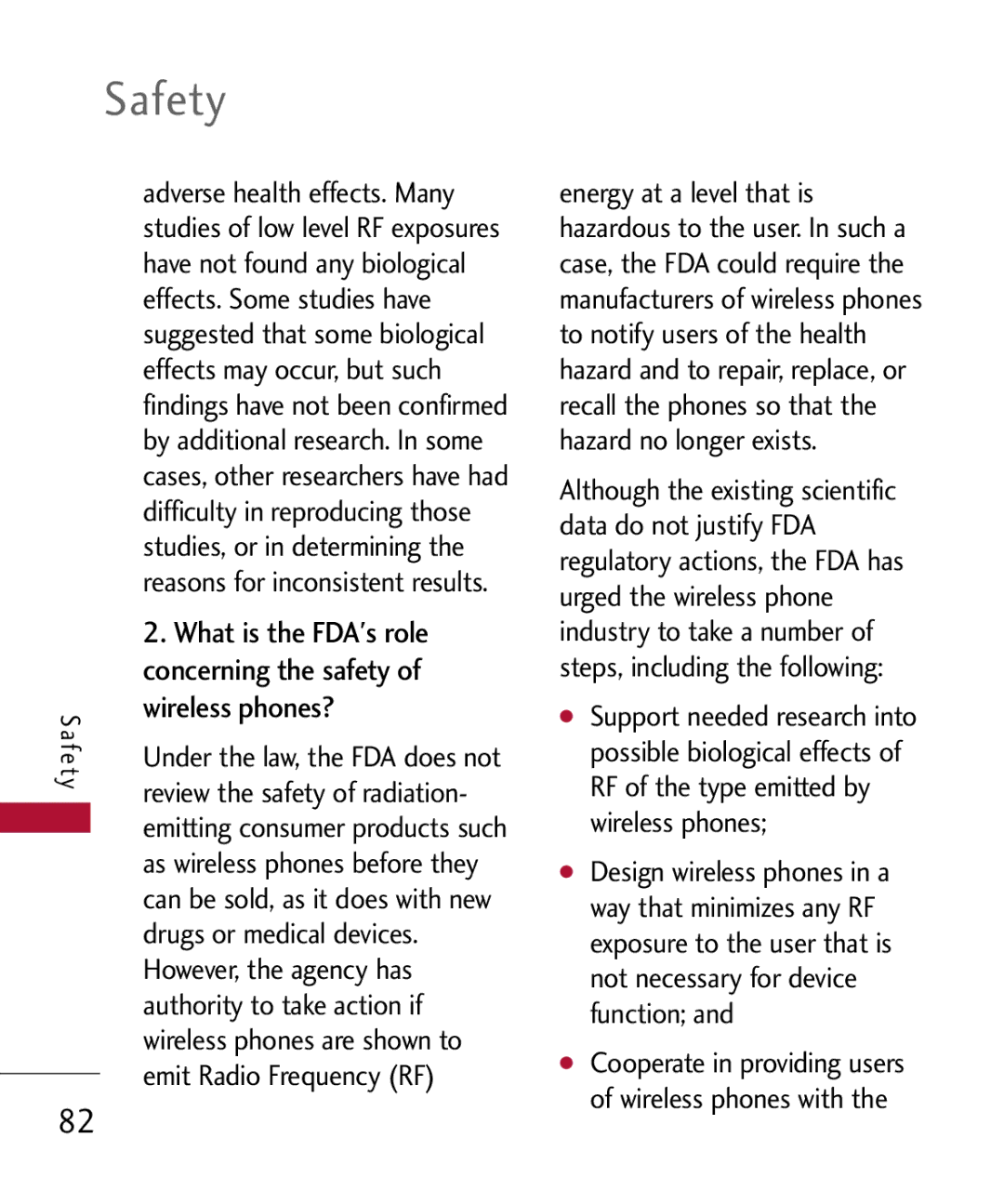 LG Electronics MMBB0301001 manual What is the FDAs role, Concerning the safety, Wireless phones? 