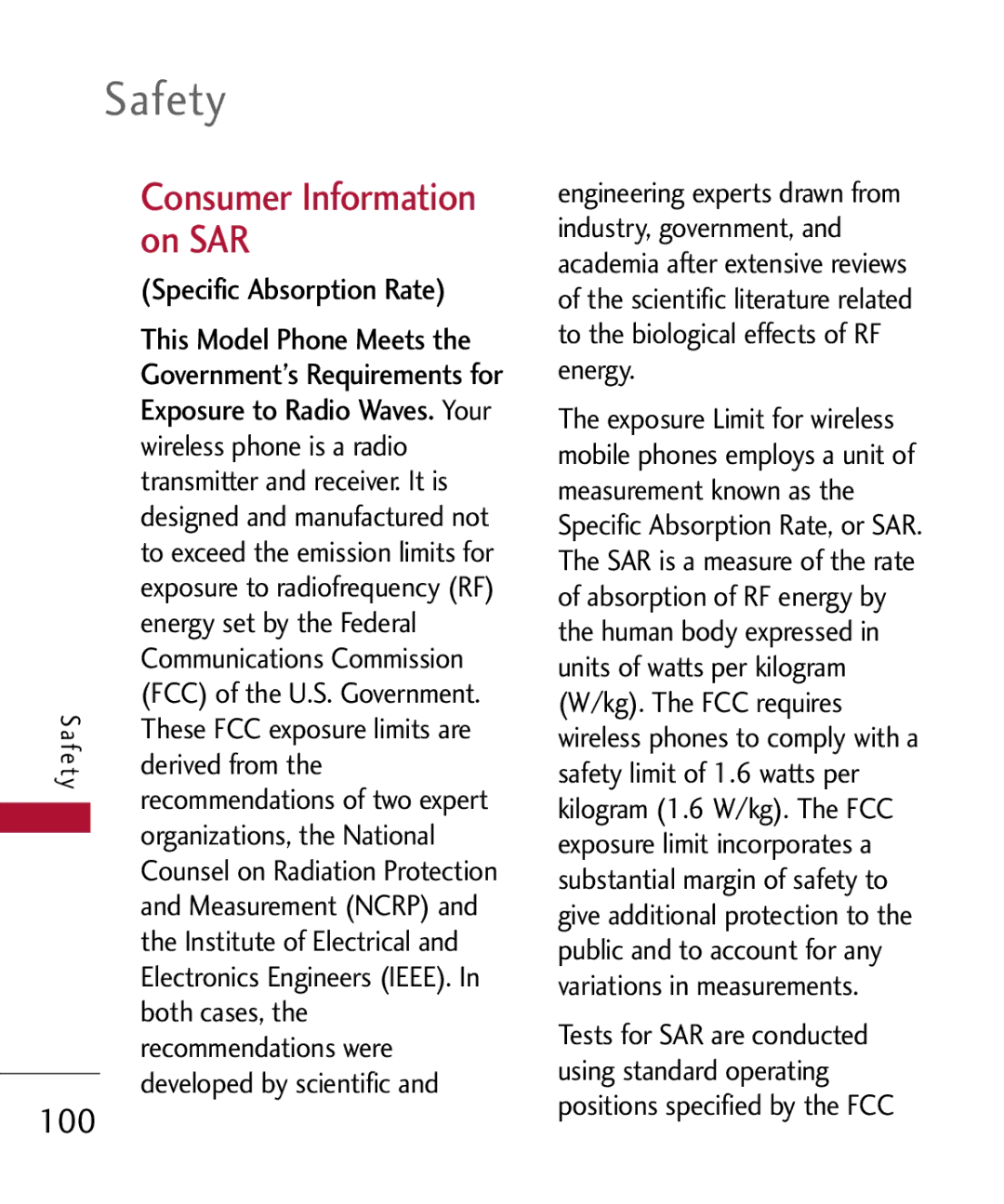 LG Electronics MMBB0309801(1.0) H manual Consumer Information on SAR 