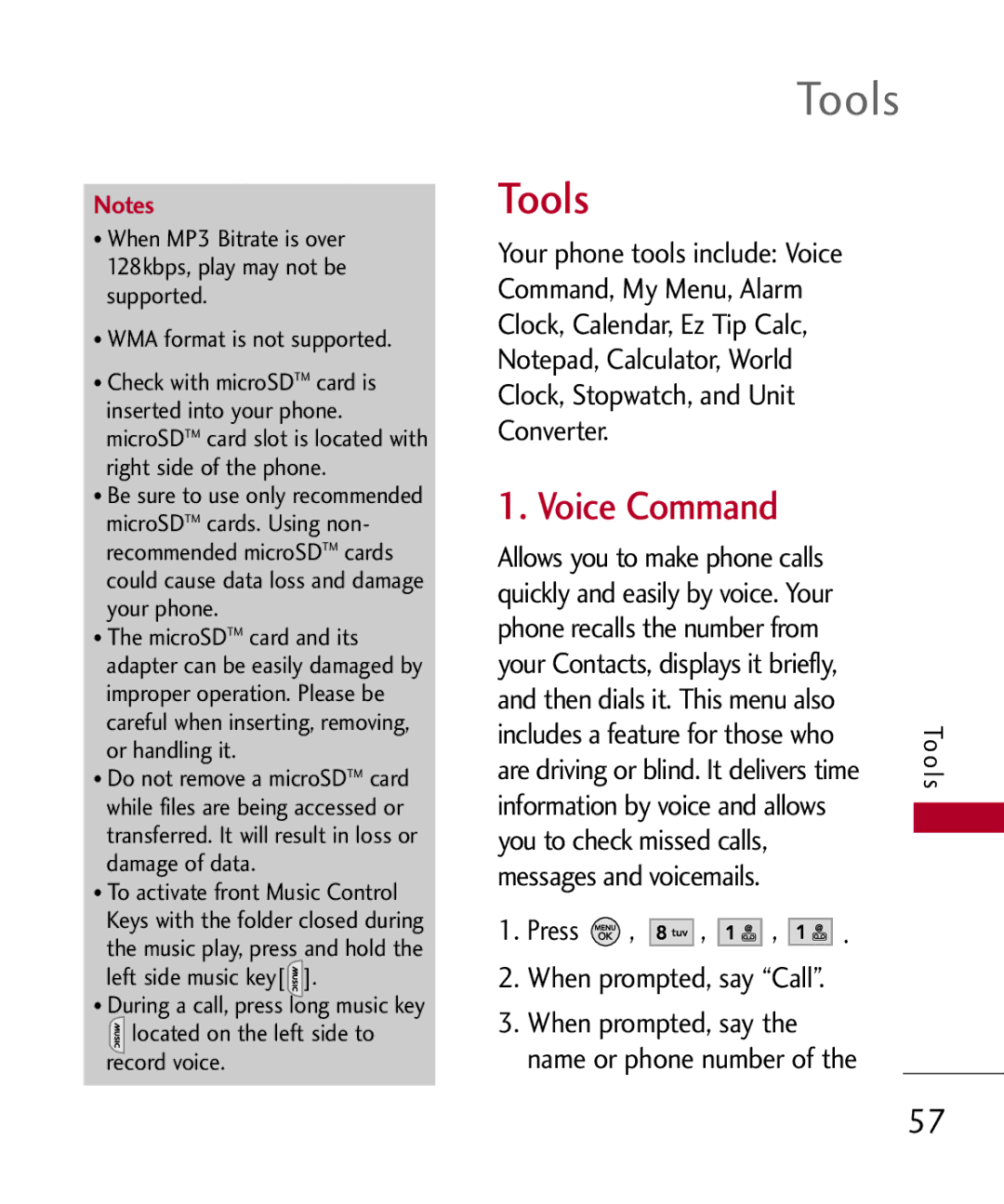 LG Electronics MMBB0309801(1.0) H manual Tools, Voice Command 