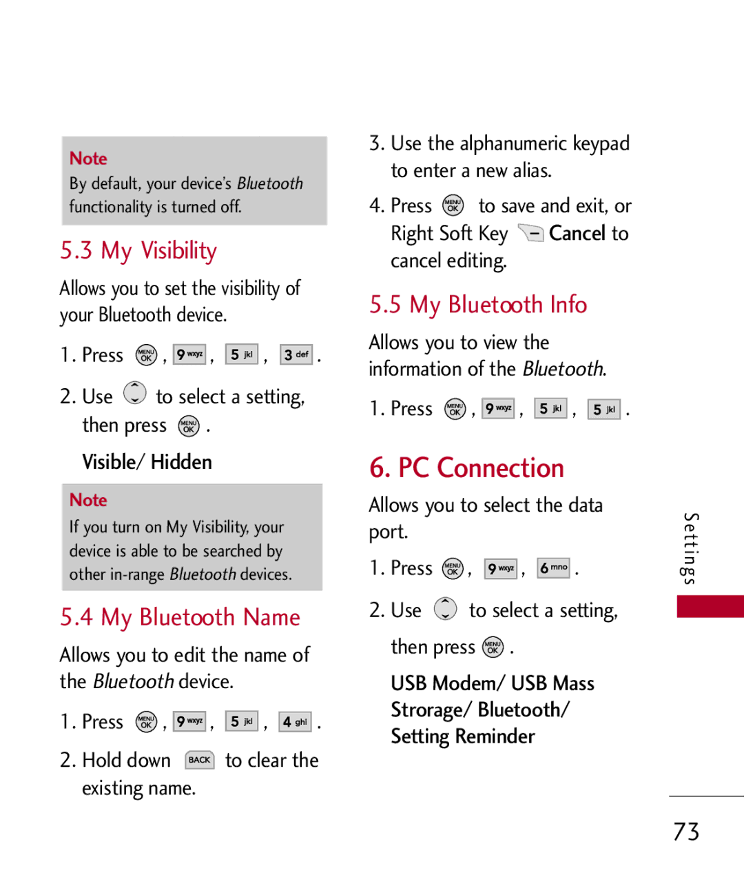 LG Electronics MMBB0309801(1.0) H PC Connection, My Visibility, My Bluetooth Name, My Bluetooth Info, Visible/ Hidden 