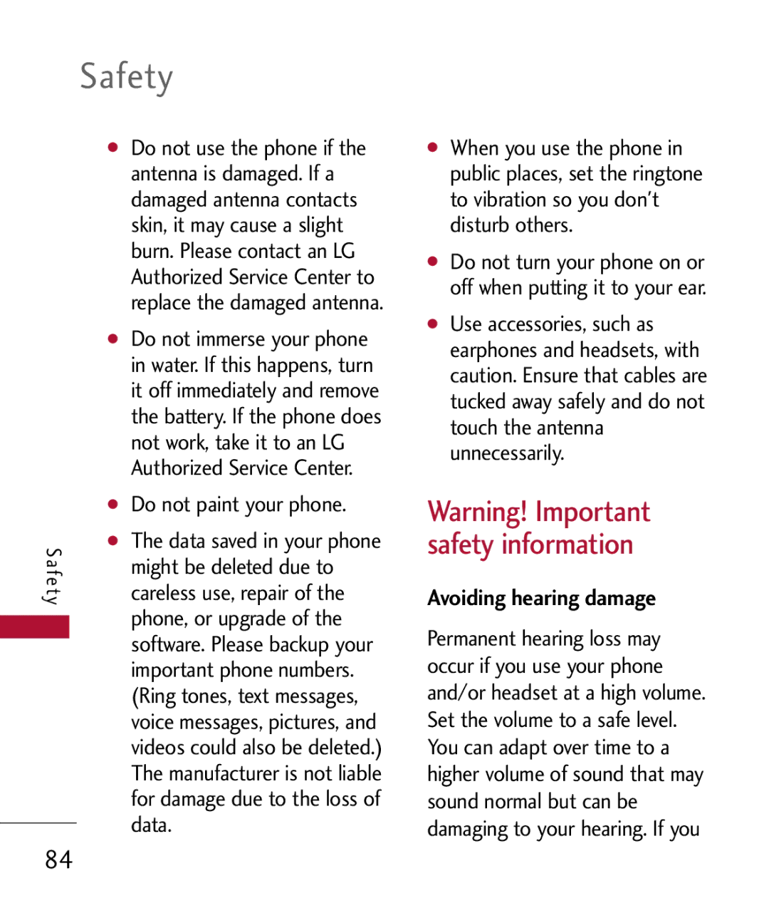 LG Electronics MMBB0309801(1.0) H manual Avoiding hearing damage 