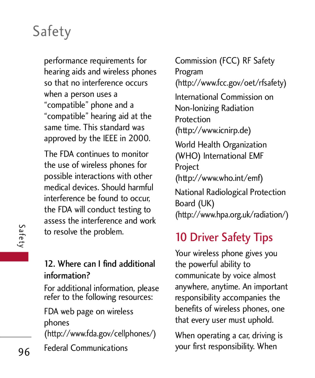 LG Electronics MMBB0309801(1.0) H manual Driver Safety Tips, Information? 