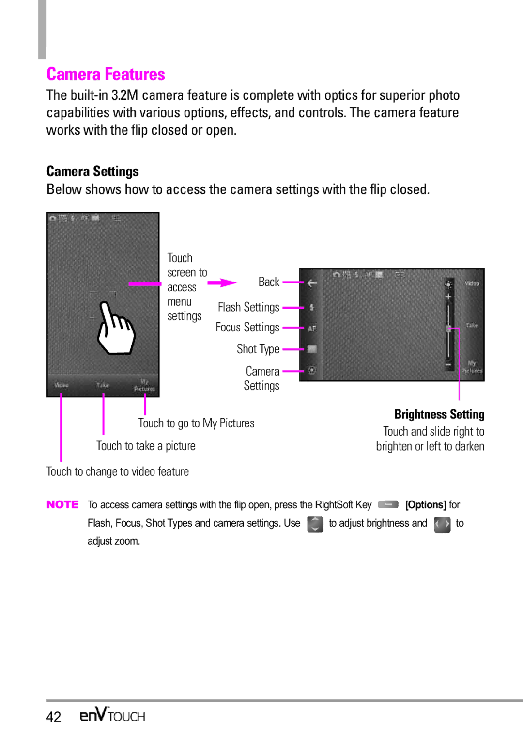 LG Electronics MMBB0332901 manual Camera Features, Camera Settings 