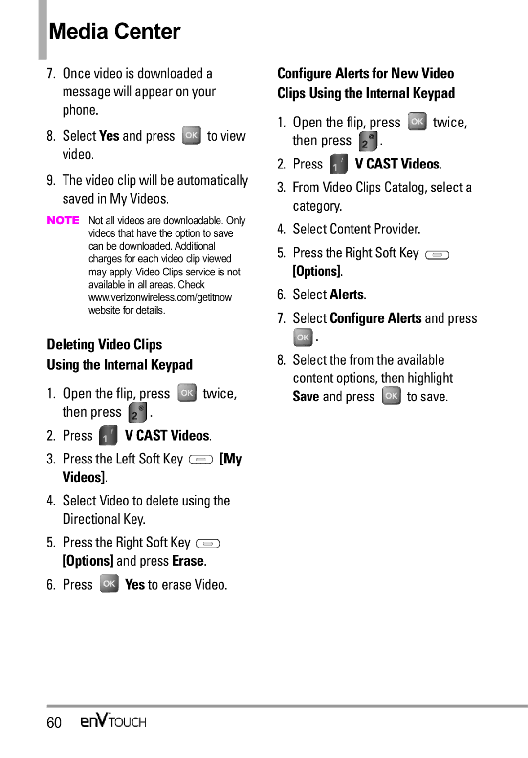 LG Electronics MMBB0332901 manual Select Yes and press to view video, Deleting Video Clips Using the Internal Keypad 