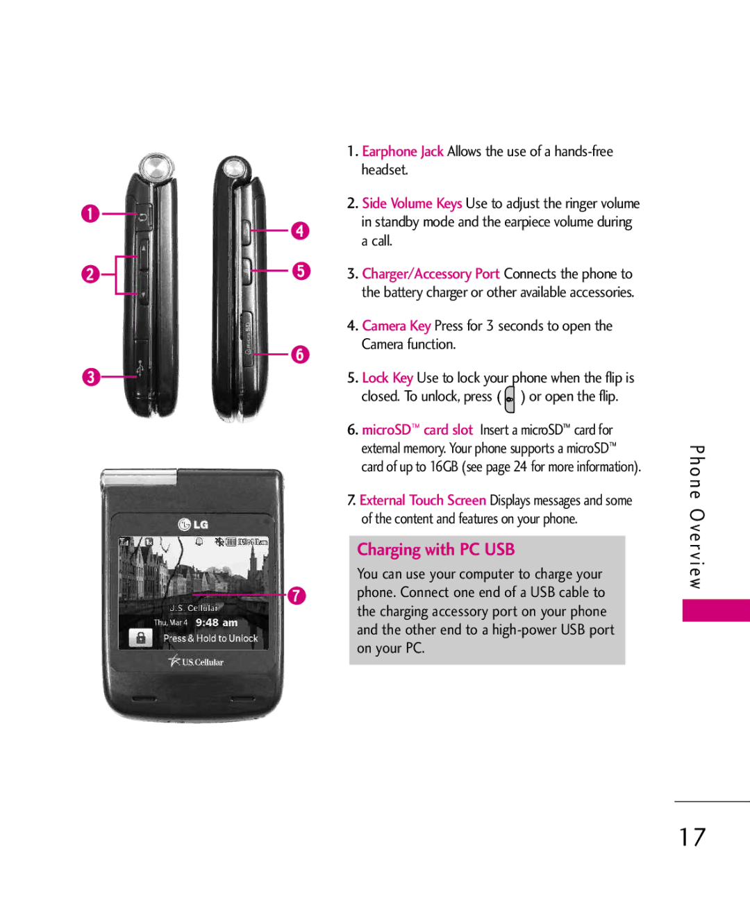 LG Electronics MMBB0378701 manual Charging with PC USB 