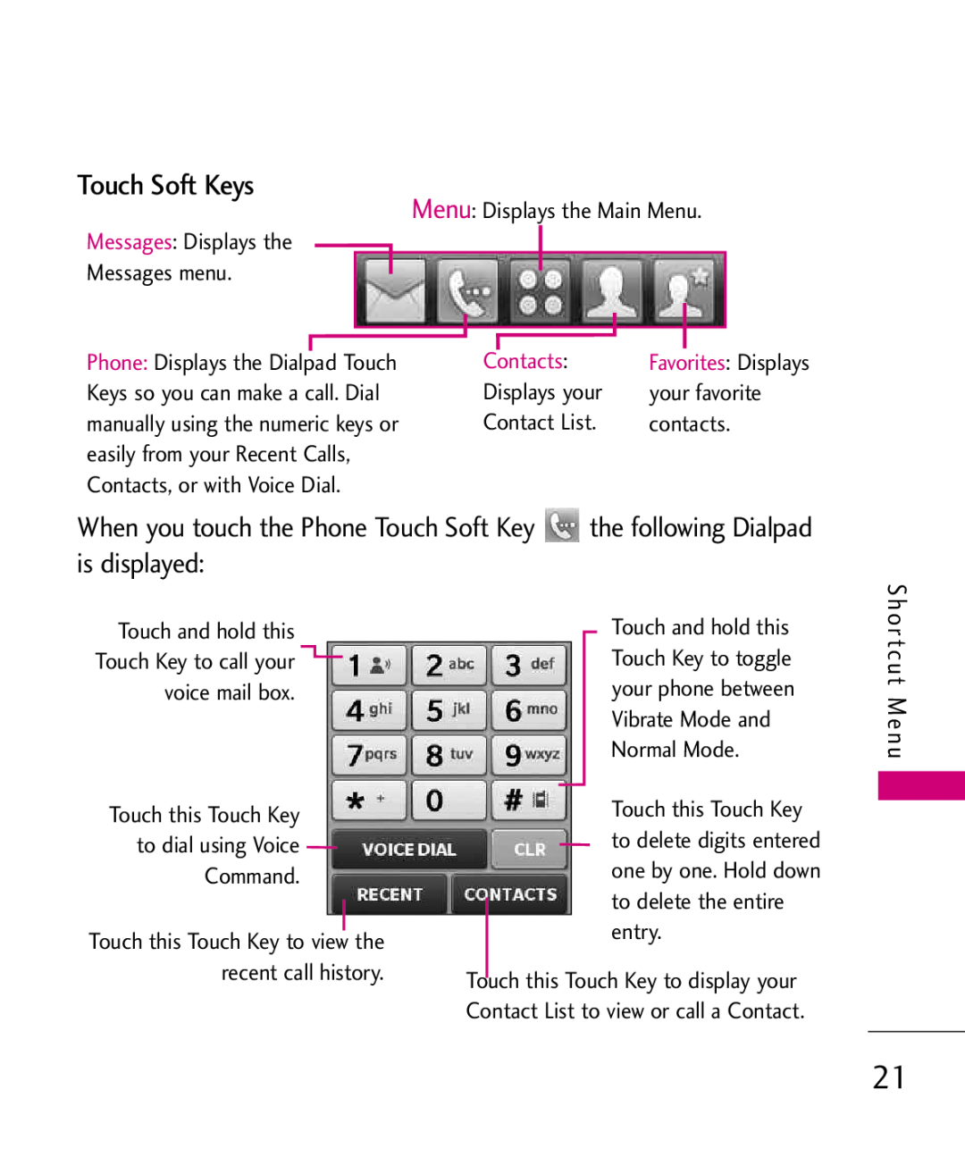 LG Electronics MMBB0379501 manual Touch Soft Keys, Contacts 