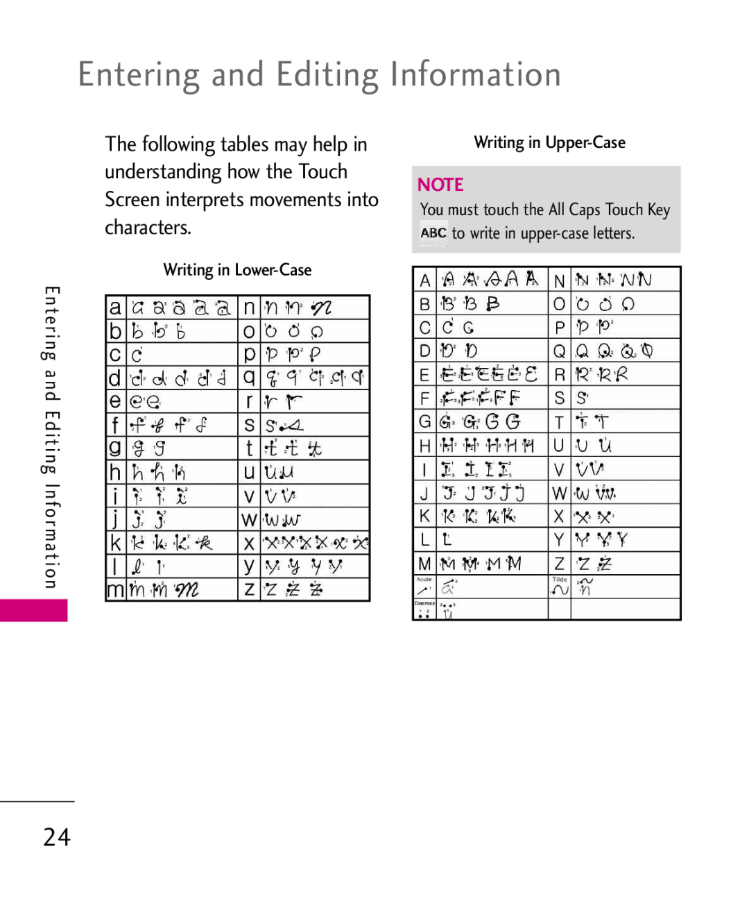 LG Electronics MMBB0379501 manual Entering and Editing Information 