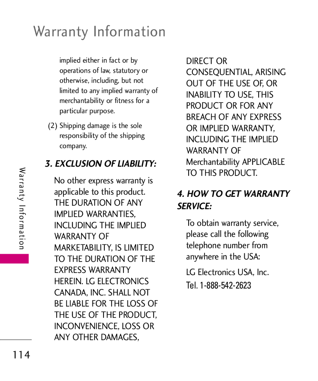 LG Electronics MMBB0386201 manual Warranty Information, Applicable to this product, LG Electronics USA, Inc Tel 