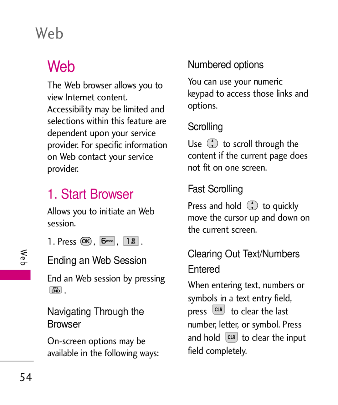 LG Electronics MMBB0386201 manual Web, Start Browser 