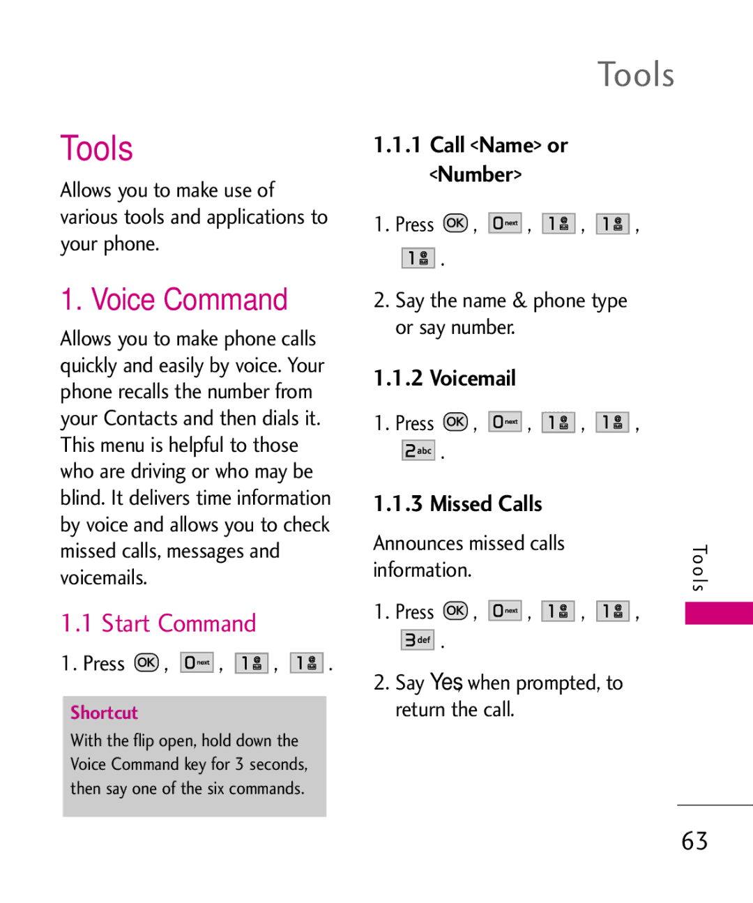 LG Electronics MMBB0386201 manual Tools, Voice Command, Start Command 