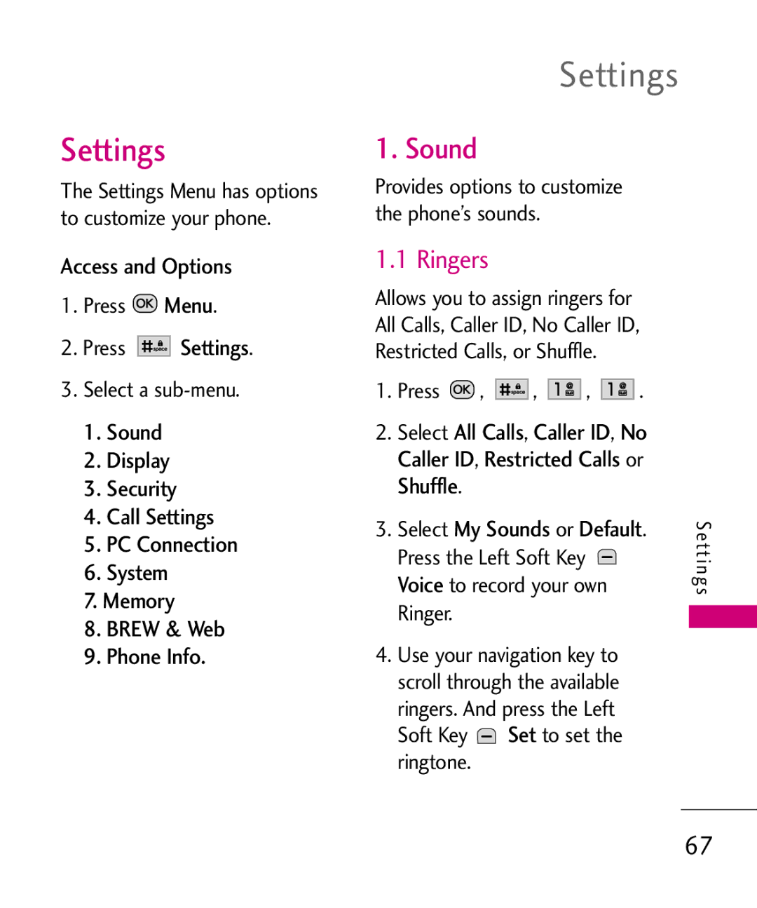 LG Electronics MMBB0386201 manual Ringers, Press Settings 