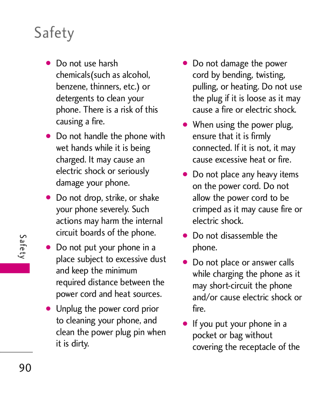 LG Electronics MMBB0386201 manual Do not use harsh, Detergents to clean your, Causing a fire, Charged. It may cause an 