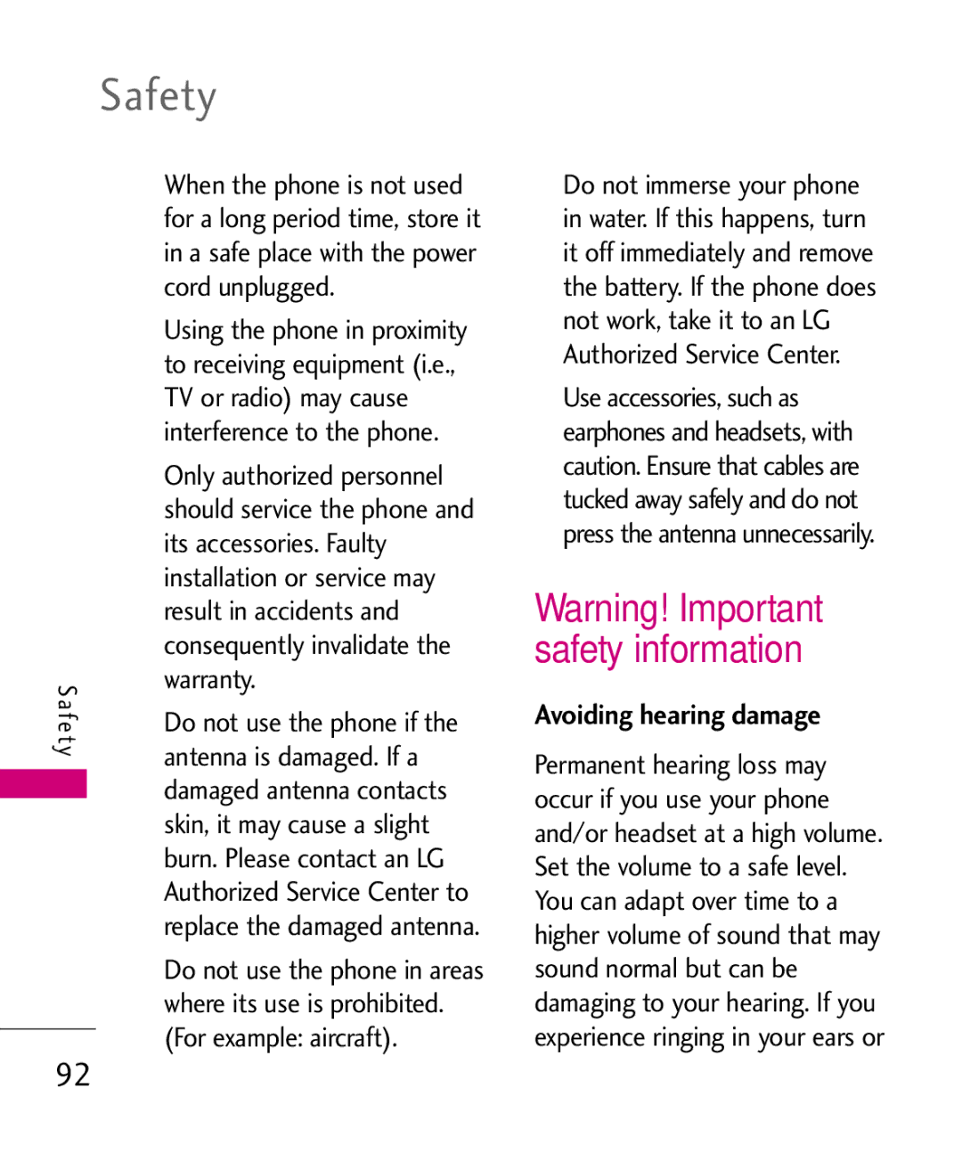 LG Electronics MMBB0386201 manual Avoiding hearing damage 