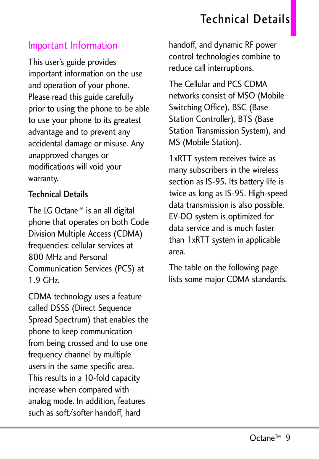 LG Electronics MMBB0392701 manual Technical Details, Important Information 