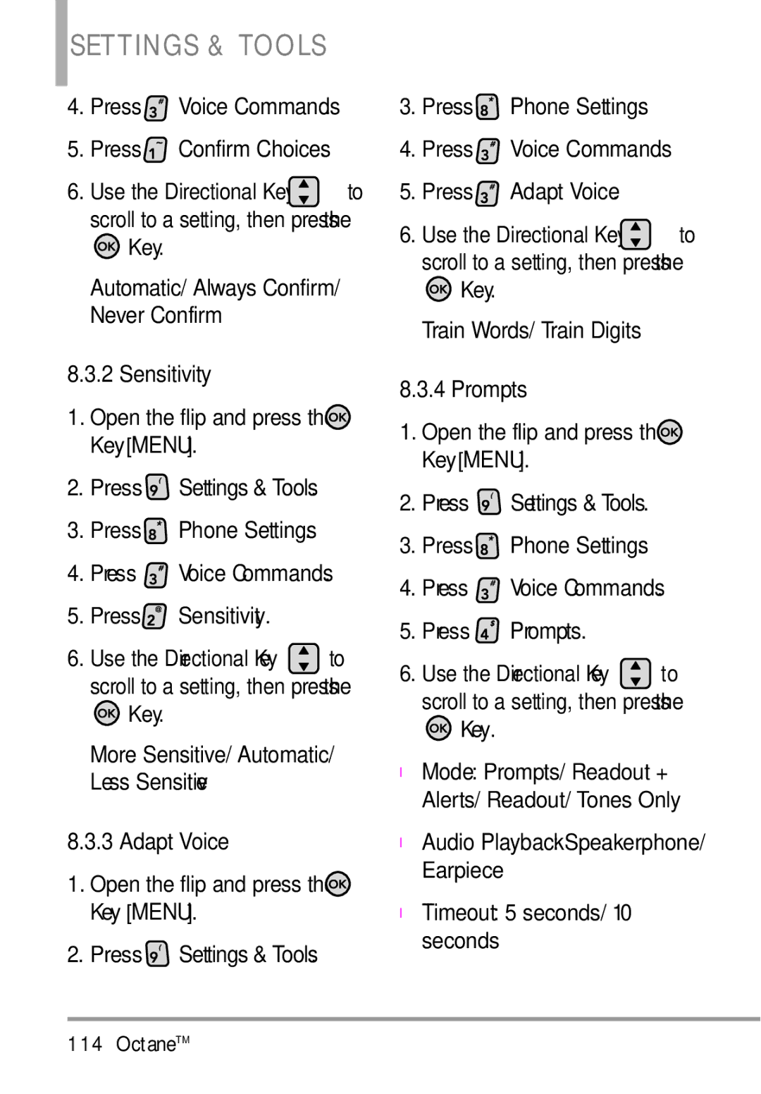 LG Electronics MMBB0392701 Confirm Choices Voice Commands, Adapt Voice, Never Confirm Automatic/ Always Confirm, Mode 